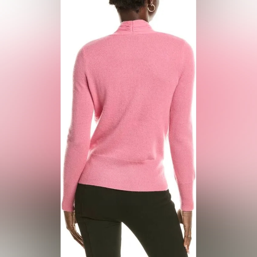 NWT Sofia Cashmere Pink Faux Wrap Cashmere Sweater - Large - Picture 2 of 3